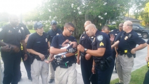 Baby with officers